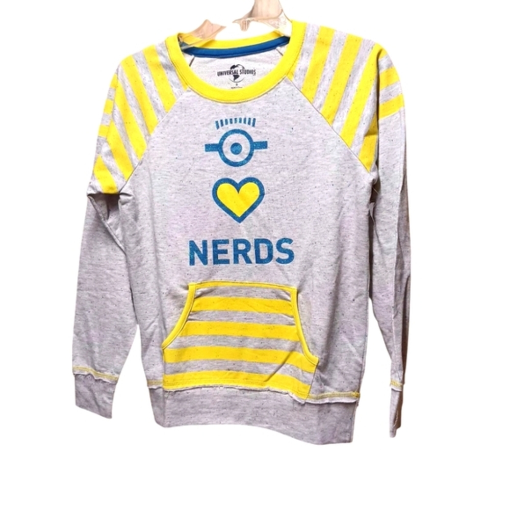 Universal Gray and Yellow Nerds Crewneck Sweatshirt NWT